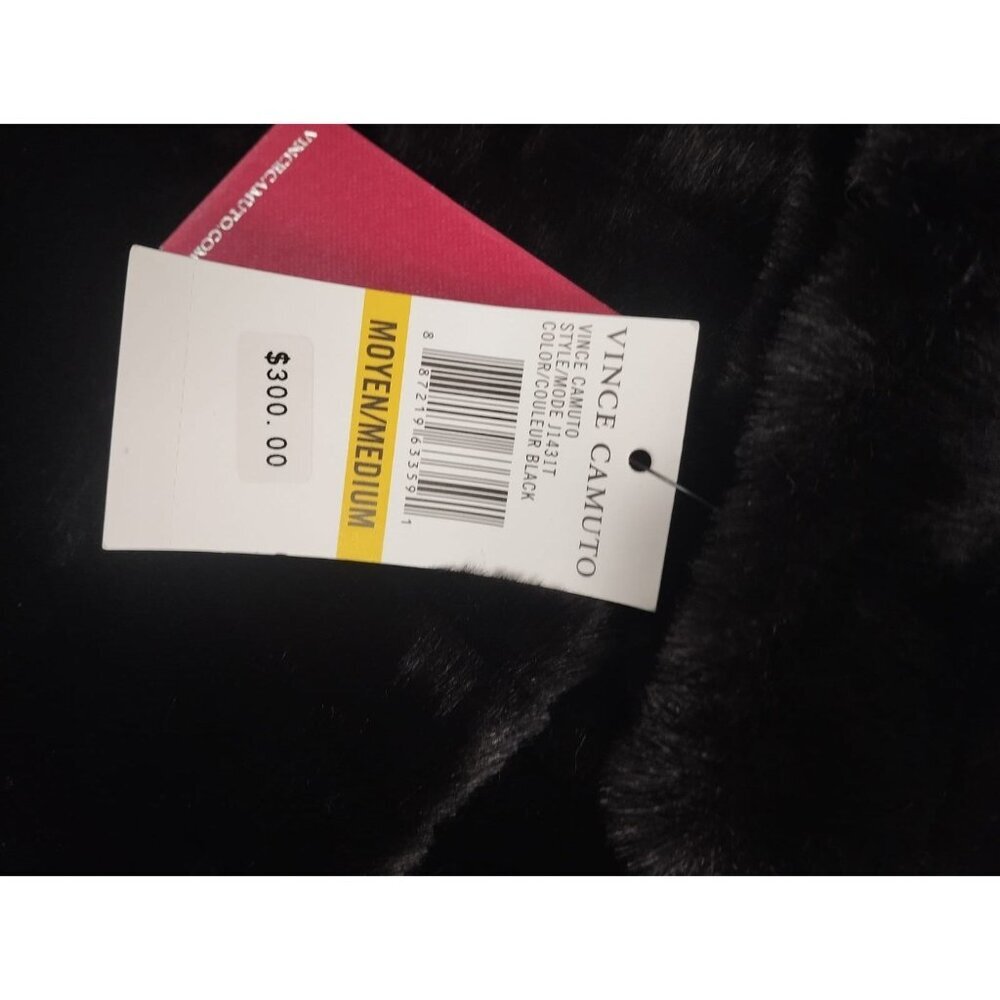 Vince Camuto Women M Black Faux Fur Car Coat Textured Mid Length Jacket NWT - Picture 5 of 5